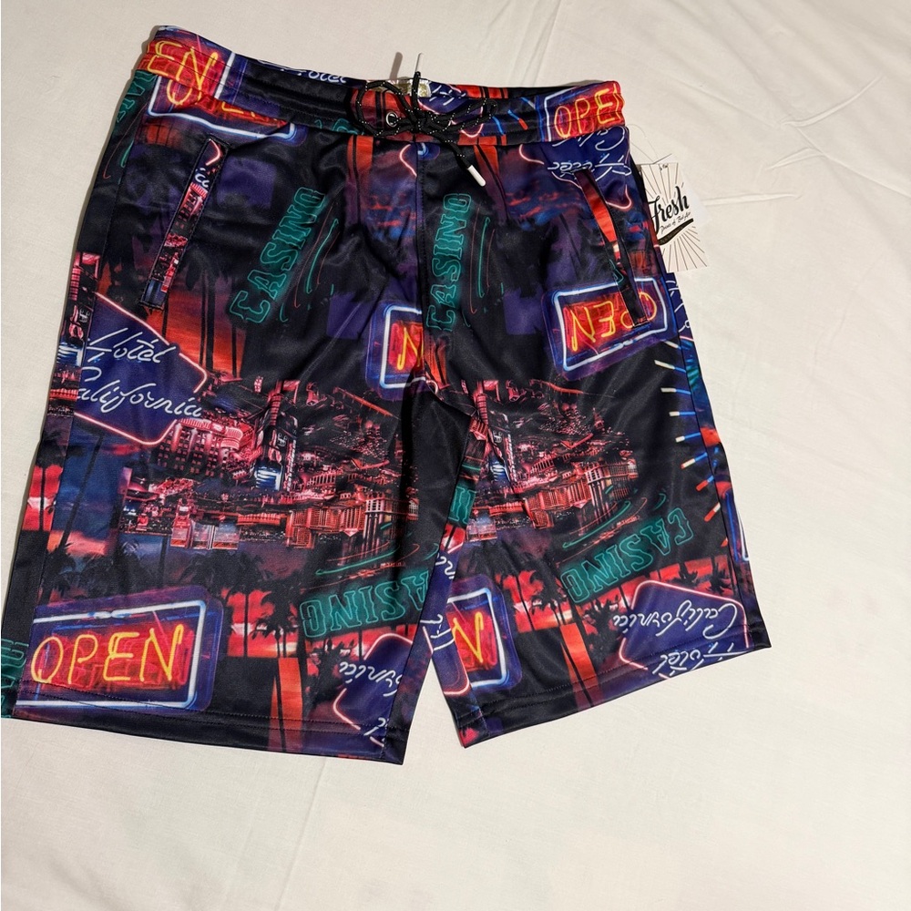 Men’s Size M Vibrant Neon Print‎ Board Shorts By Fresh Prints of Bel Air NEW